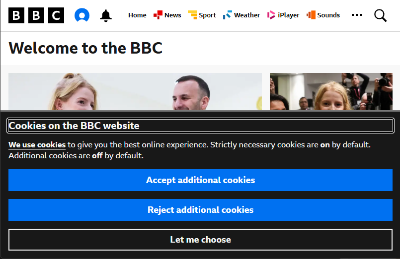 BBC.com captured without any options — cookie banner visible and images missing below the fold